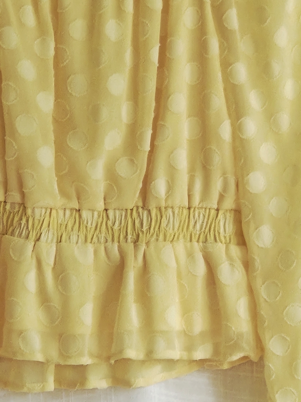 LC Lauren Conrad Yellow Clip Dot Smocked Peplum Top - Size XS - Picture 7 of 12